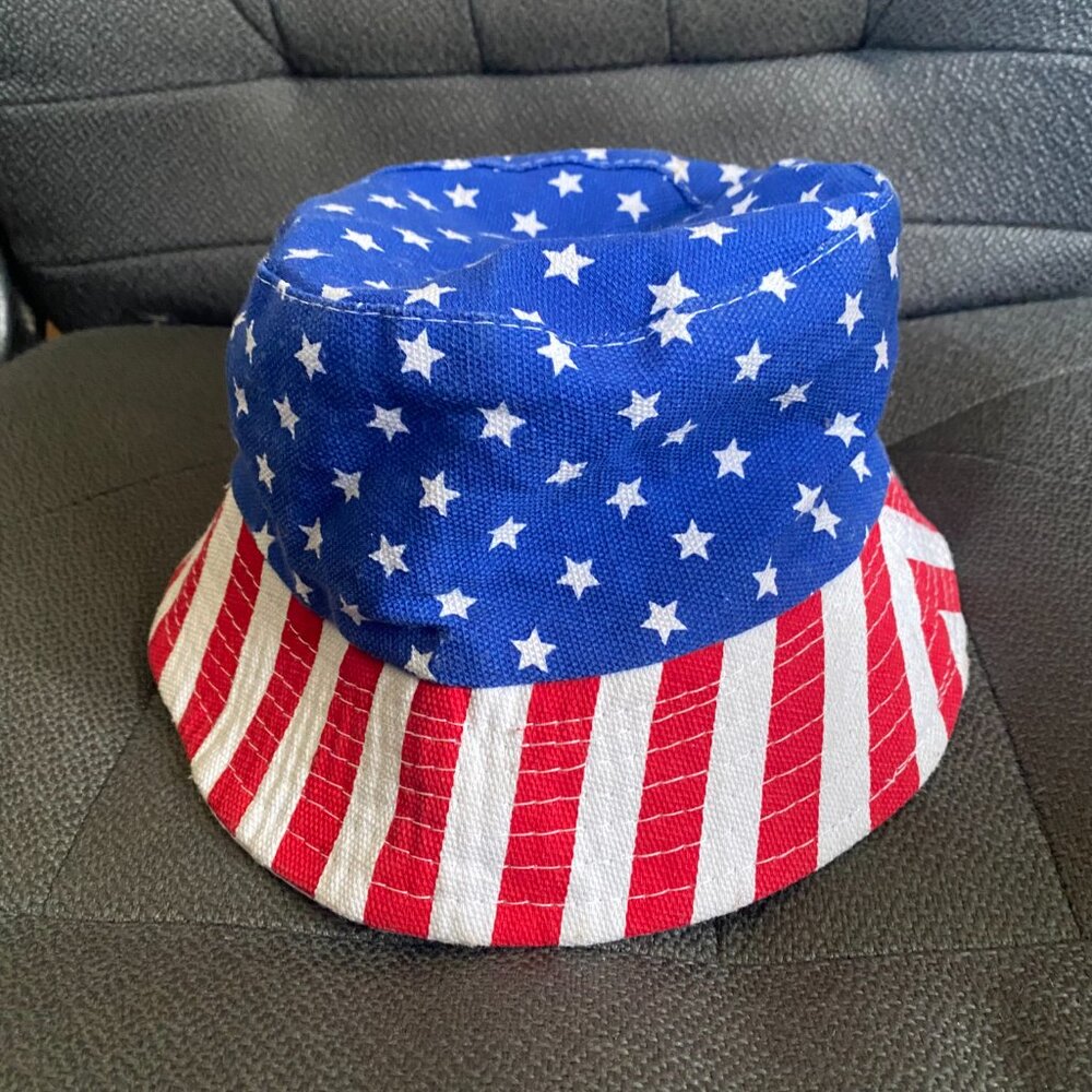Red White Blue, American Flag Bucket Hat with USA Stars and Stripes motif